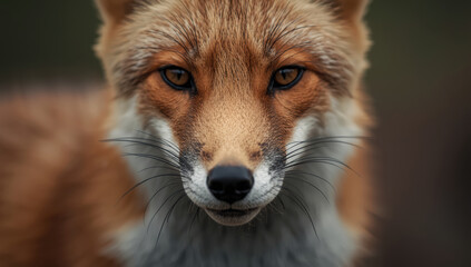 Fototapeta premium Red fox close up wildlife portrait with intense amber eyes and detailed fur texture