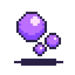 Fototapeta premium Purple Flowing Bubbles, Pixel Art Icon, Isolated