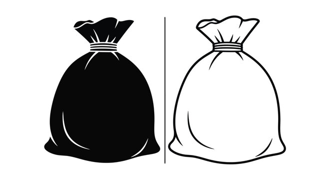 Two drawstring bags one dark and one light in graphic silhouette