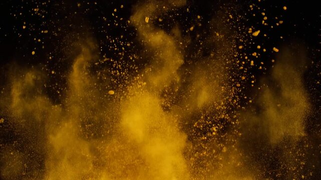 Explosive Burst of Golden Powder in Slow Motion Generative AI