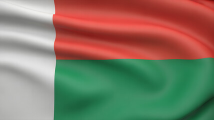 Obraz premium Madagascar's vibrant flag waves proudly, symbolizing national unity and patriotic spirit during global events and cultural celebrations worldwide