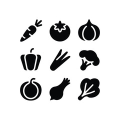 Simple black silhouettes depicting a variety of fresh vegetables © firoj