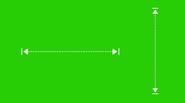 2D Dimension Arrow Measurement Animation on Green Screen Resizable Distance Indicator Motion Graphic for Design and Technical Layout