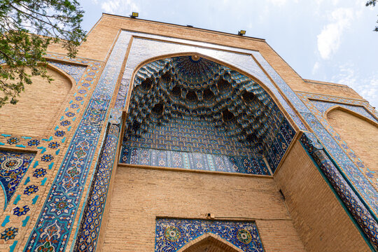 Entrance portal of Guri Amir or Gur Emir is a mausoleum of the Mongol conqueror Amir Temur, Samarkand, Uzbekistan