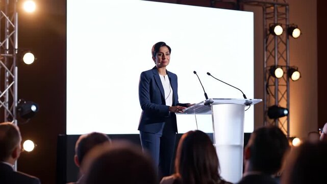 Professional keynote speaker delivering corporate presentation