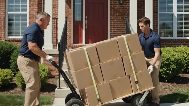 Professional movers executing residential delivery and relocation