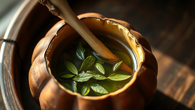 traditonal. A traditional mate gourd with yerba mate leaves and a bombilla straw inside. bar promotions, beverage menus, designed for product packaging and bar promotions, inspires menu design.