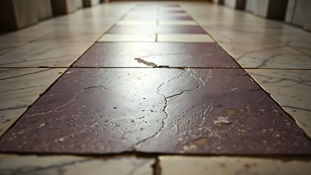 porphyry. A worn purple porphyry tile set within white marble, ancient floor detail. event programs, museum guides, designed for cultural heritage projects and event programs, preserves heritage.