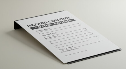 Obraz premium Hazard Control Actions Form on Desk