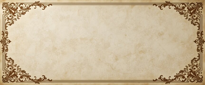 Vintage Ornate Frame with Blank Space for Text on Aged Paper Background.