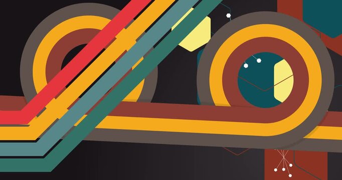 Retro 70s Background animation with Groovy 1970s art video. Minimalistic Vintage design, old-fashioned color artwork.