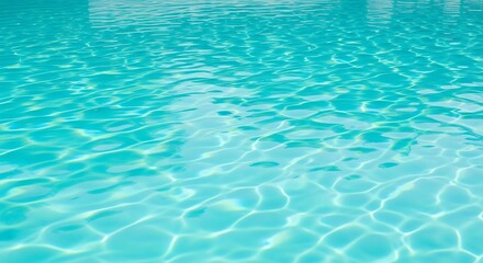 Obraz premium Abstract sunlight reflections on turquoise swimming pool water creating shimmering pattern, minimal composition, luxury summer atmosphere background
