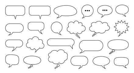 Fototapeta premium speech bubble and thought bubble icons vector set diverse empty templates for illustrating communication and ideas.