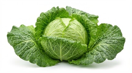 Obraz premium Fresh Green Cabbage Isolated White.