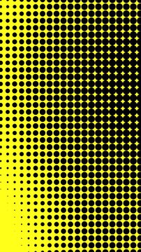 Abstract background animation vertical cartoon comic gradient yellow and black dots halftone