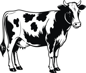 Fototapeta premium Black and White Dairy Cow Illustration
