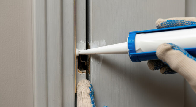 Professional Caulking Sealant Application on Door Frame