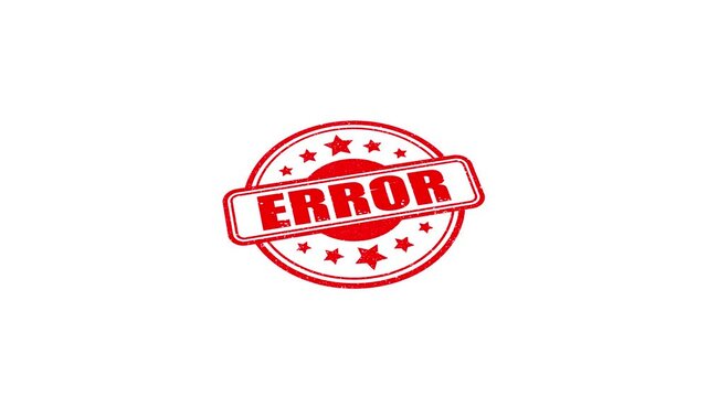 Round seal Error Rubber Stamp Slide up to down animation. error rubber stamp motion graphics. texture rubber stamp 4k video footage.