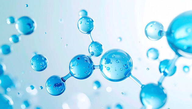 Hyaluronic Acid Molecule Blue Cosmetic Science Background 3D Render