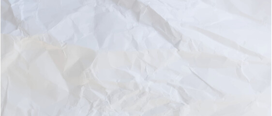Fototapeta premium White crumpled paper texture close up. Horizontal minimalist background in realistic style for artistic projects, marketing, and craft designs. Accurate wrinkled surface.
