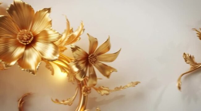 Golden Floral Ornament Swirls Ornate Baroque Swag Luxury Architectural Detail