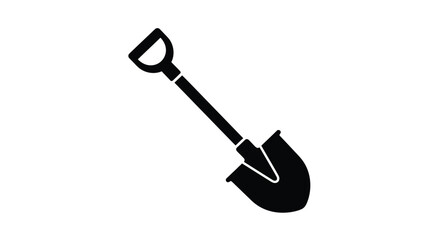 Simple black silhouette of a garden shovel on a white background © freelancer