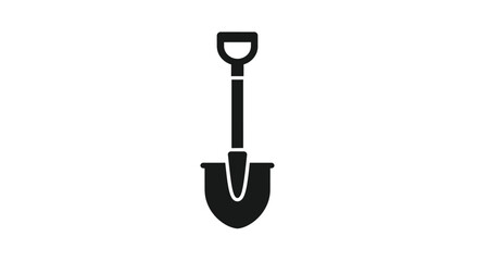 Simple black silhouette of a garden shovel on a white background © freelancer