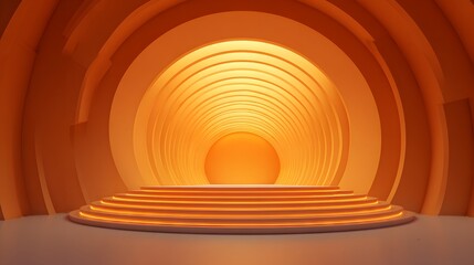 Naklejka premium Abstract Orange Circular Stage with Spotlight.
