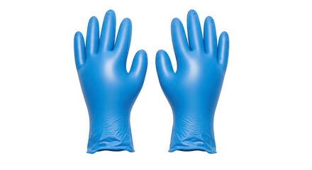 Obraz premium Pair of blue rubber gloves on transparent background for protection and safety