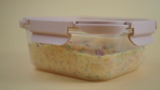 Storing colorful food in a glass food container