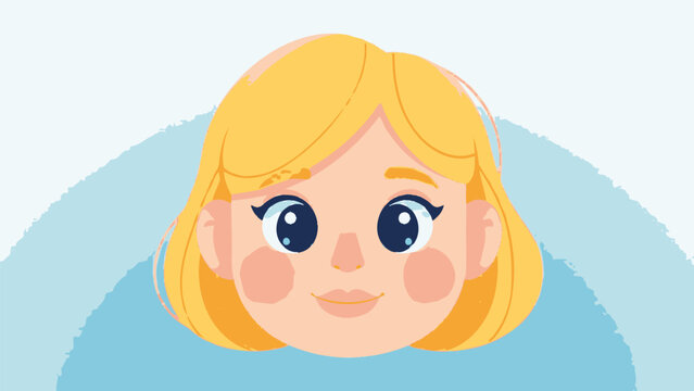 Cartoon Blonde Girl with Big Eyes.