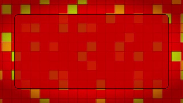 赤い背景にピクセルタイルが点滅するデジタルイメージの抽象背景モーションアニメーション