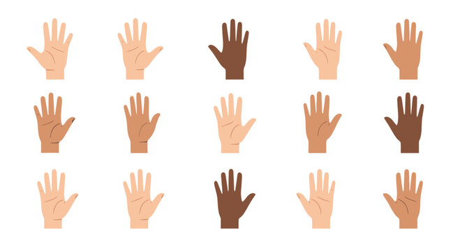 Diverse hands in various skin tones.