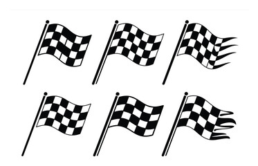 Naklejka premium Collection of Black and White Checkered Flags Waving