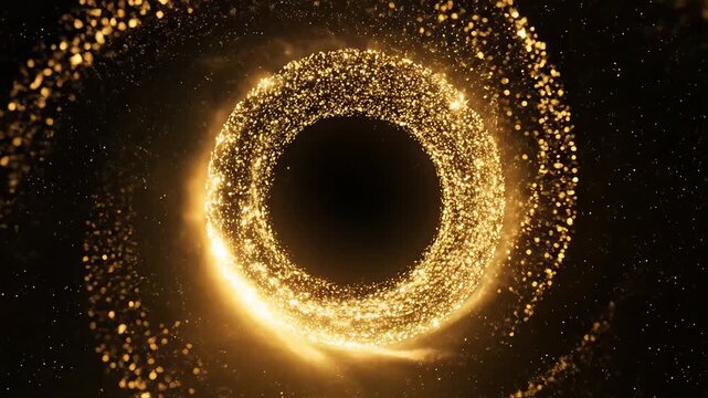 Golden ring of glowing particles in space