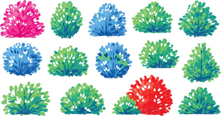 Colorful vibrant fantasy magic bush and bright floral elements © Husmath