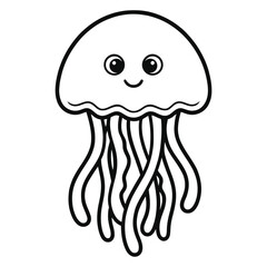 Cute smiling jellyfish with long tentacles swimming freely © hendra