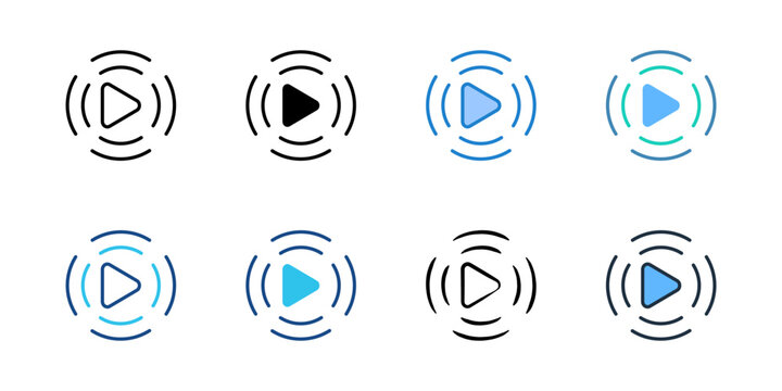 Birthday livestream icons set multiple style collection. Editable stroke 
