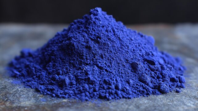 Pile of finely ground lapis lazuli pigment in a deep blue powder