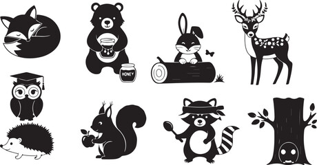 Black and white of various animals in different poses and activities wildlife 9 © Sagor_offlcial store