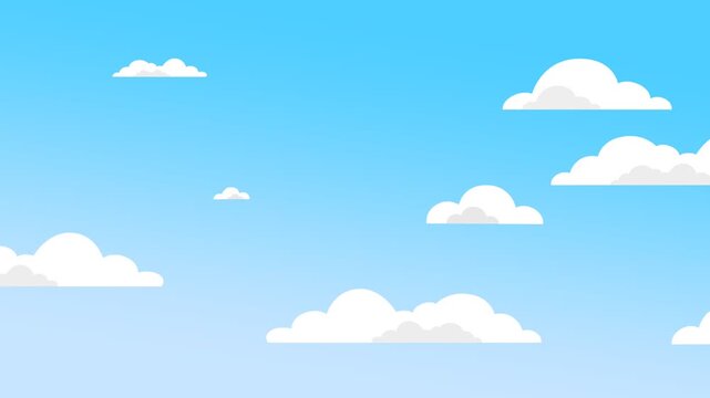 white clouds moving in a bright blue sky