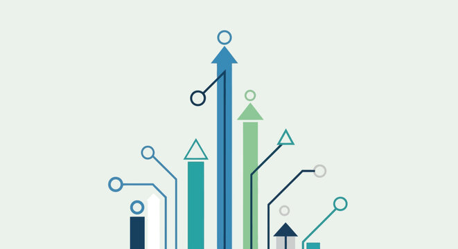 Colorful Bar Graph with Arrows and Circles.