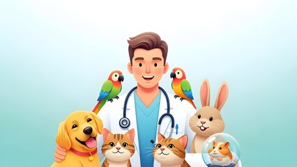 Fototapeta premium World Veterinary Day – Professional Animal Care and Pet Health Concept