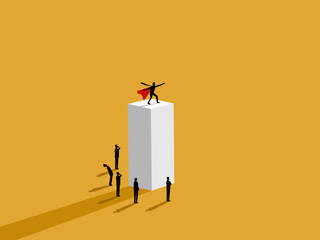 business hero stands leading his team © Yoona