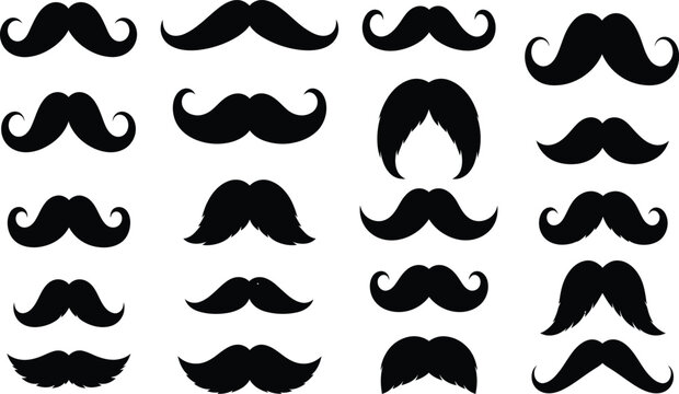 Collection of various mustache styles and shapes
