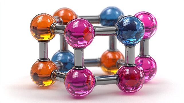 3D molecular architecture of C60 Fullerene carbon structure on a white background. Nanotechnology and materials science illustration.
