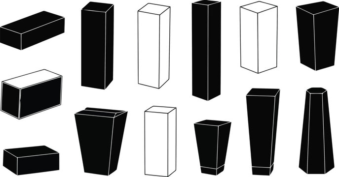 Black white geometric packaging container mockup template group