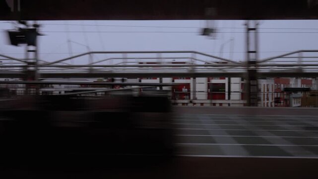 Passing by suburban train station in Paris, France, Europe