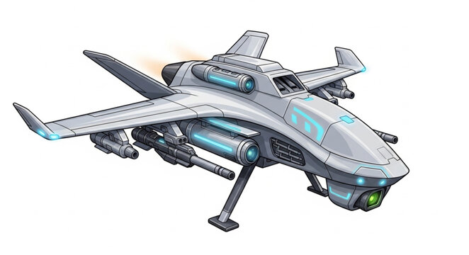 Futuristic spacecraft design with wings and advanced technology, ready for space travel and exploration.
