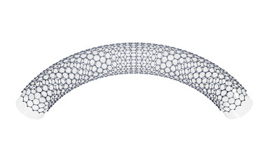 Carbon nanotube model. the structure of carbon nanotubes . Png transparency